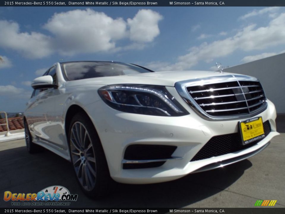 2015 Mercedes-Benz S 550 Sedan Diamond White Metallic / Silk Beige/Espresso Brown Photo #11