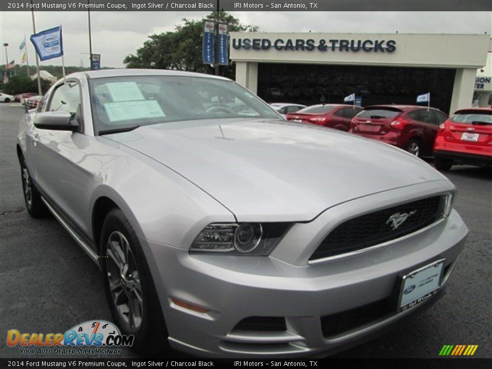 2014 Ford Mustang V6 Premium Coupe Ingot Silver / Charcoal Black Photo #1