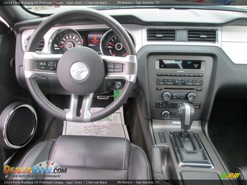 2014 Ford Mustang V6 Premium Coupe Ingot Silver / Charcoal Black Photo #10