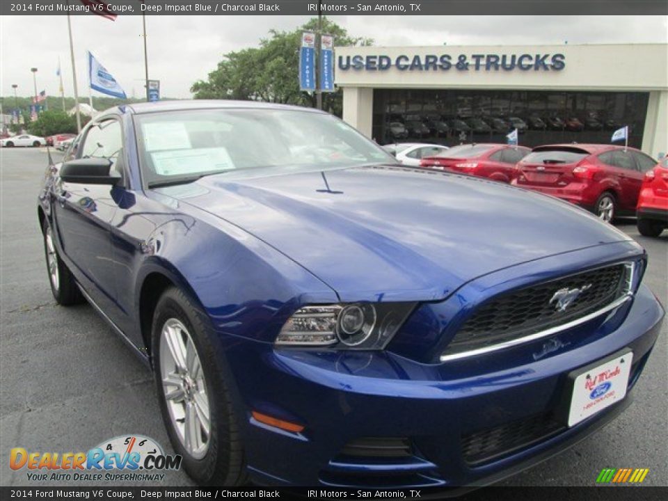 2014 Ford Mustang V6 Coupe Deep Impact Blue / Charcoal Black Photo #1