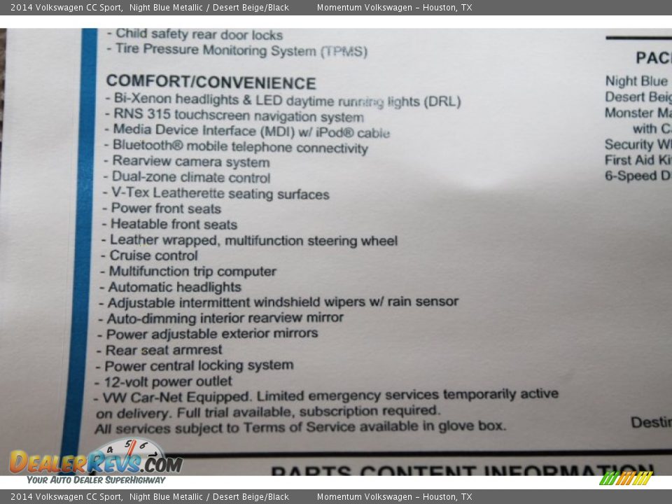 2014 Volkswagen CC Sport Night Blue Metallic / Desert Beige/Black Photo #10