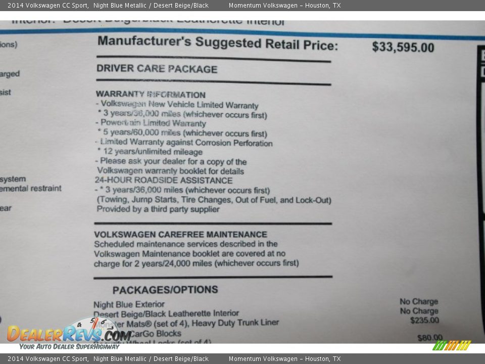 2014 Volkswagen CC Sport Night Blue Metallic / Desert Beige/Black Photo #11