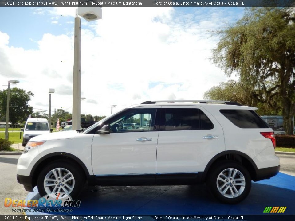 2011 Ford Explorer XLT 4WD White Platinum Tri-Coat / Medium Light Stone Photo #2