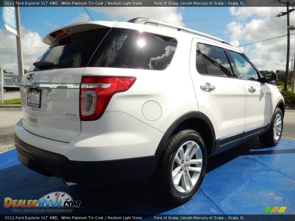 2011 Ford Explorer XLT 4WD White Platinum Tri-Coat / Medium Light Stone Photo #5