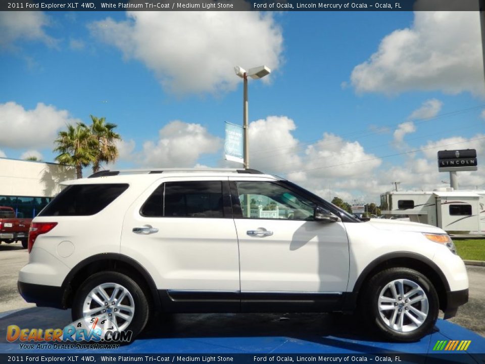 2011 Ford Explorer XLT 4WD White Platinum Tri-Coat / Medium Light Stone Photo #6