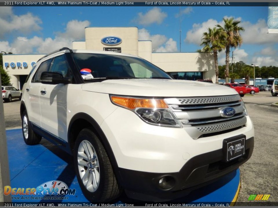 2011 Ford Explorer XLT 4WD White Platinum Tri-Coat / Medium Light Stone Photo #7