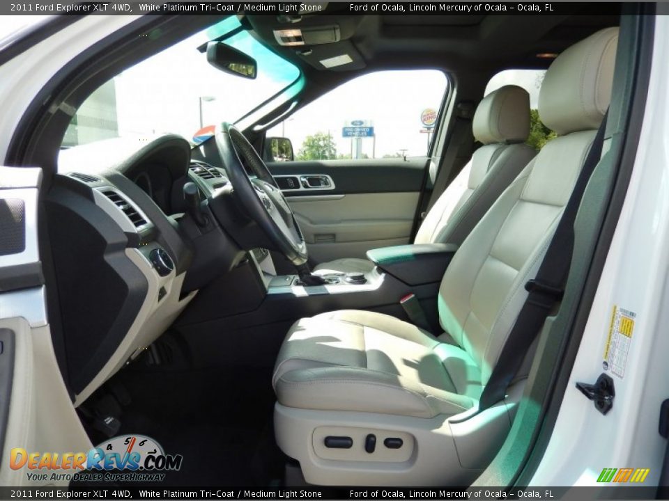 2011 Ford Explorer XLT 4WD White Platinum Tri-Coat / Medium Light Stone Photo #14