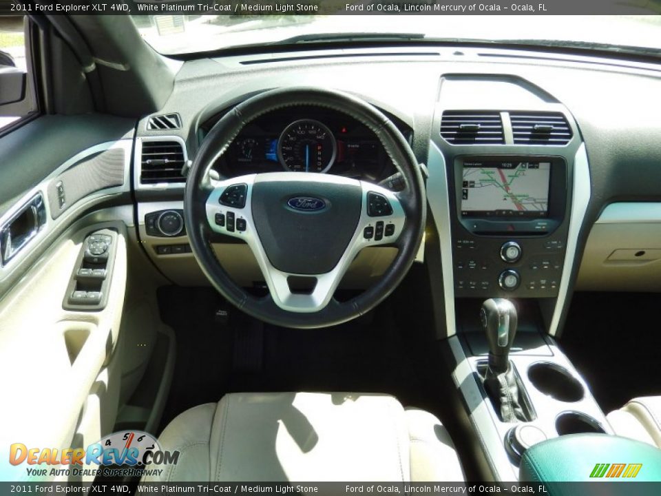 2011 Ford Explorer XLT 4WD White Platinum Tri-Coat / Medium Light Stone Photo #24