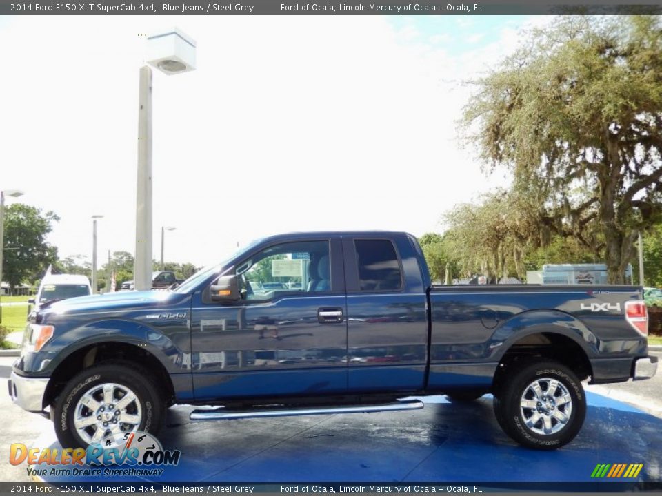 2014 Ford F150 XLT SuperCab 4x4 Blue Jeans / Steel Grey Photo #2