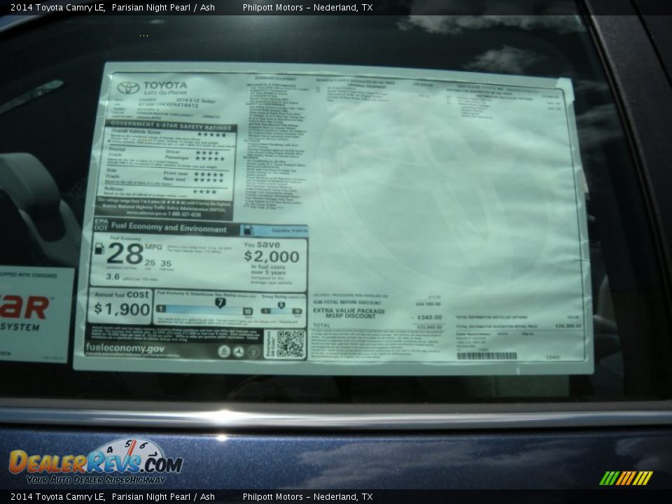 2014 Toyota Camry LE Parisian Night Pearl / Ash Photo #33