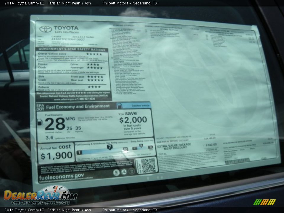 2014 Toyota Camry LE Parisian Night Pearl / Ash Photo #33