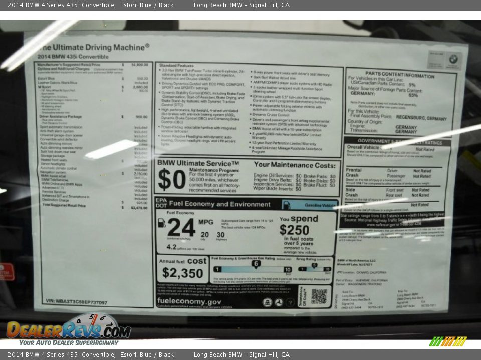 2014 BMW 4 Series 435i Convertible Window Sticker Photo #5
