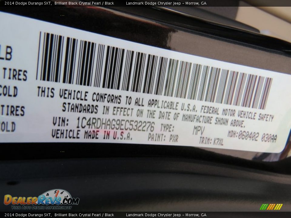 2014 Dodge Durango SXT Brilliant Black Crystal Pearl / Black Photo #9