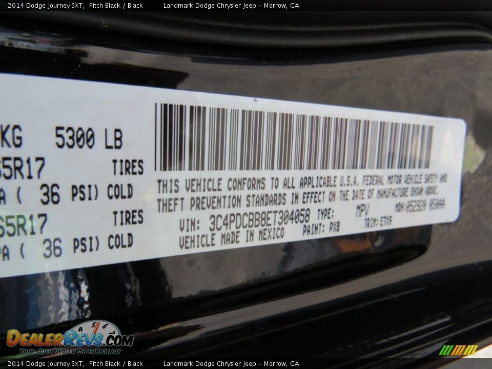 2014 Dodge Journey SXT Pitch Black / Black Photo #10