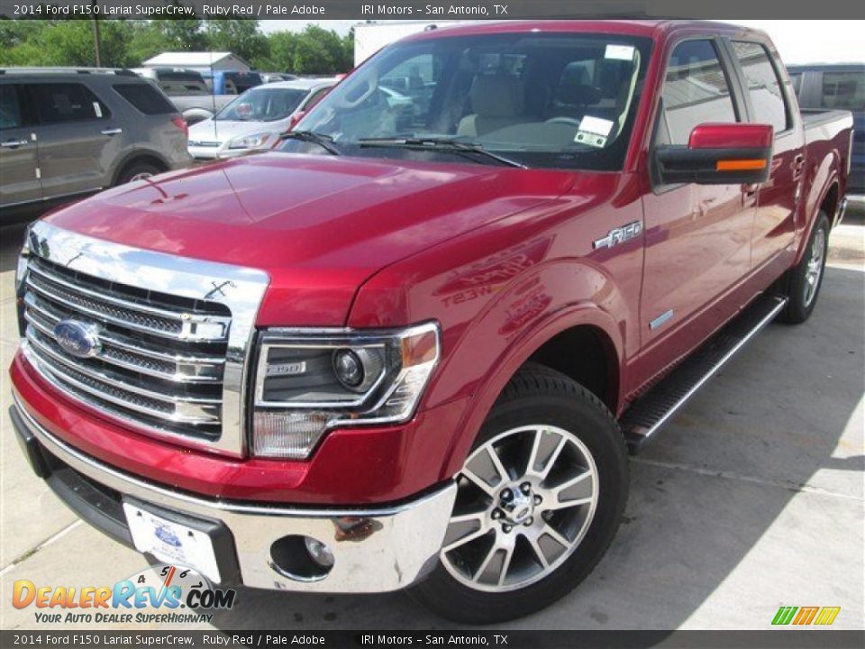 2014 Ford F150 Lariat SuperCrew Ruby Red / Pale Adobe Photo #2