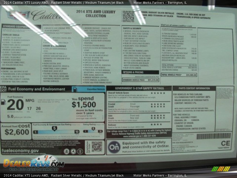 2014 Cadillac XTS Luxury AWD Radiant Silver Metallic / Medium Titanium/Jet Black Photo #20