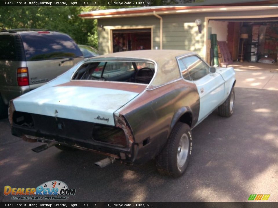 1973 Ford Mustang Hardtop Grande Light Blue / Blue Photo #4