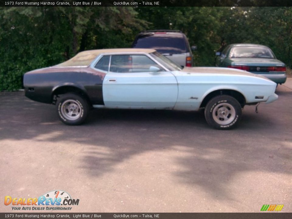 1973 Ford Mustang Hardtop Grande Light Blue / Blue Photo #5