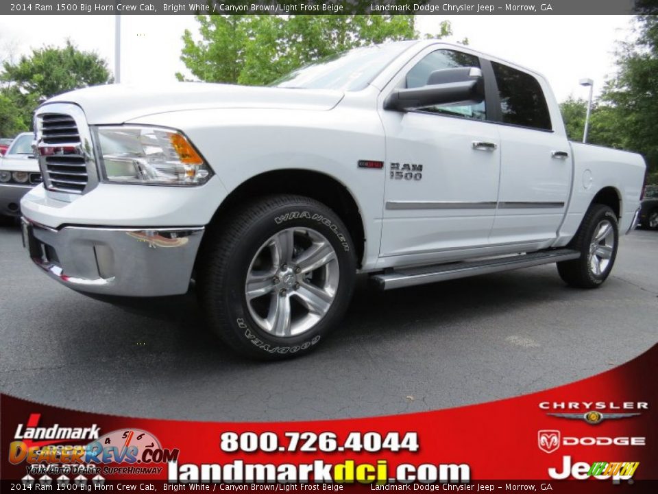2014 Ram 1500 Big Horn Crew Cab Bright White / Canyon Brown/Light Frost Beige Photo #1