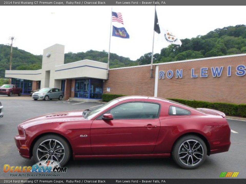 2014 Ford Mustang GT Premium Coupe Ruby Red / Charcoal Black Photo #5