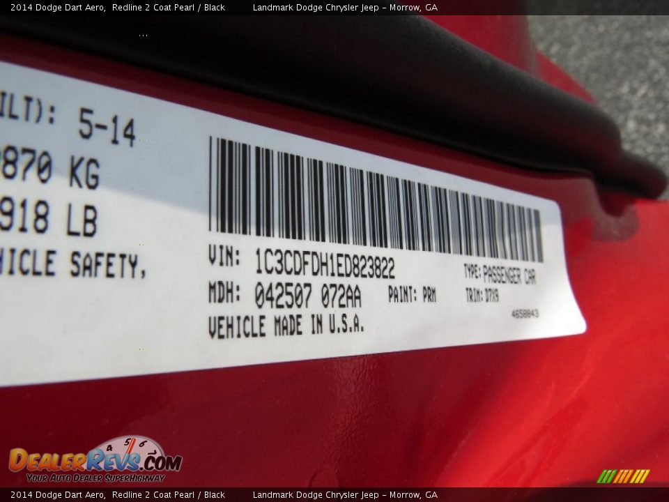 2014 Dodge Dart Aero Redline 2 Coat Pearl / Black Photo #9