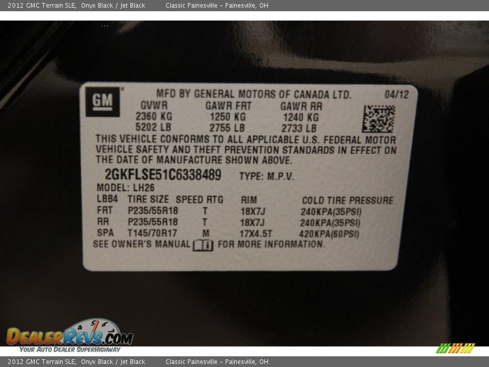 2012 GMC Terrain SLE Onyx Black / Jet Black Photo #21