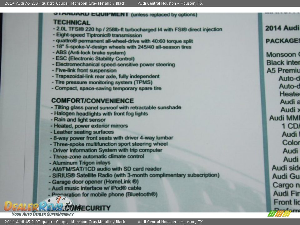 2014 Audi A5 2.0T quattro Coupe Monsoon Gray Metallic / Black Photo #10
