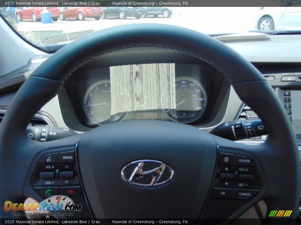 2015 Hyundai Sonata Limited Lakeside Blue / Gray Photo #19