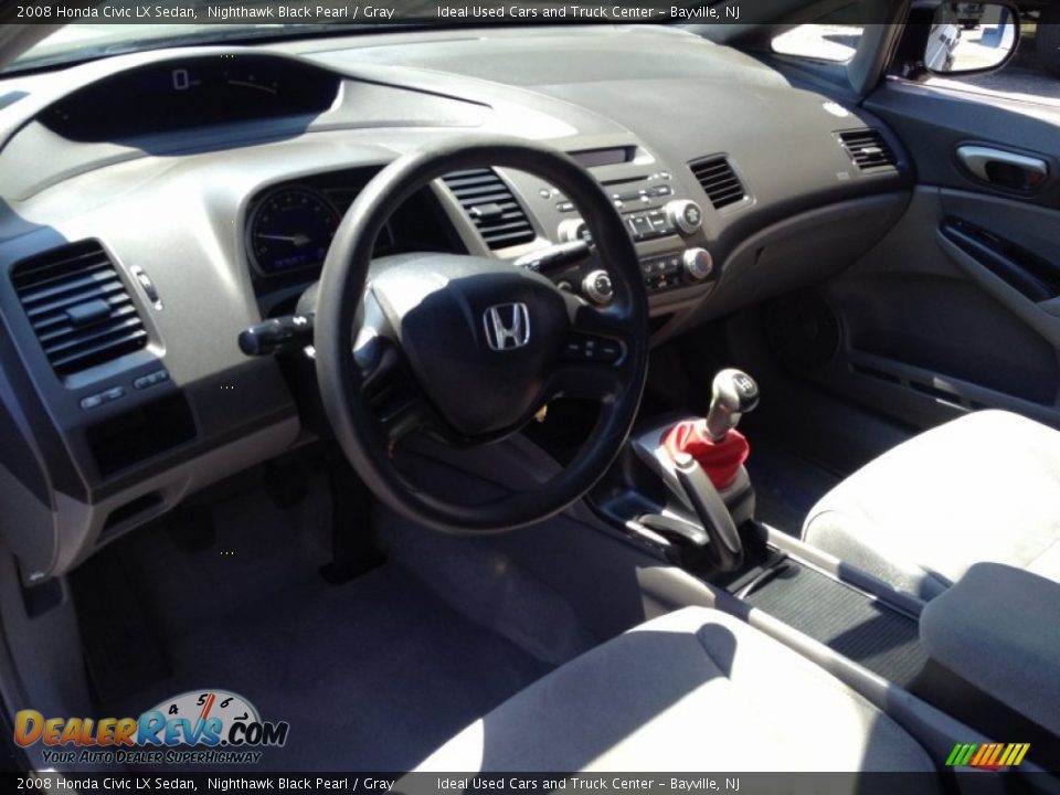 2008 Honda Civic LX Sedan Nighthawk Black Pearl / Gray Photo #22