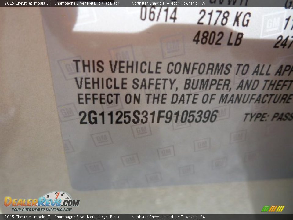 2015 Chevrolet Impala LT Champagne Silver Metallic / Jet Black Photo #14