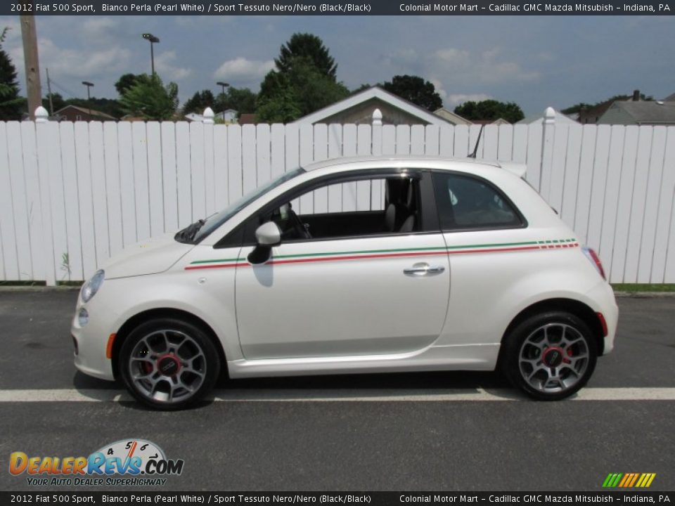 2012 Fiat 500 Sport Bianco Perla (Pearl White) / Sport Tessuto Nero/Nero (Black/Black) Photo #2