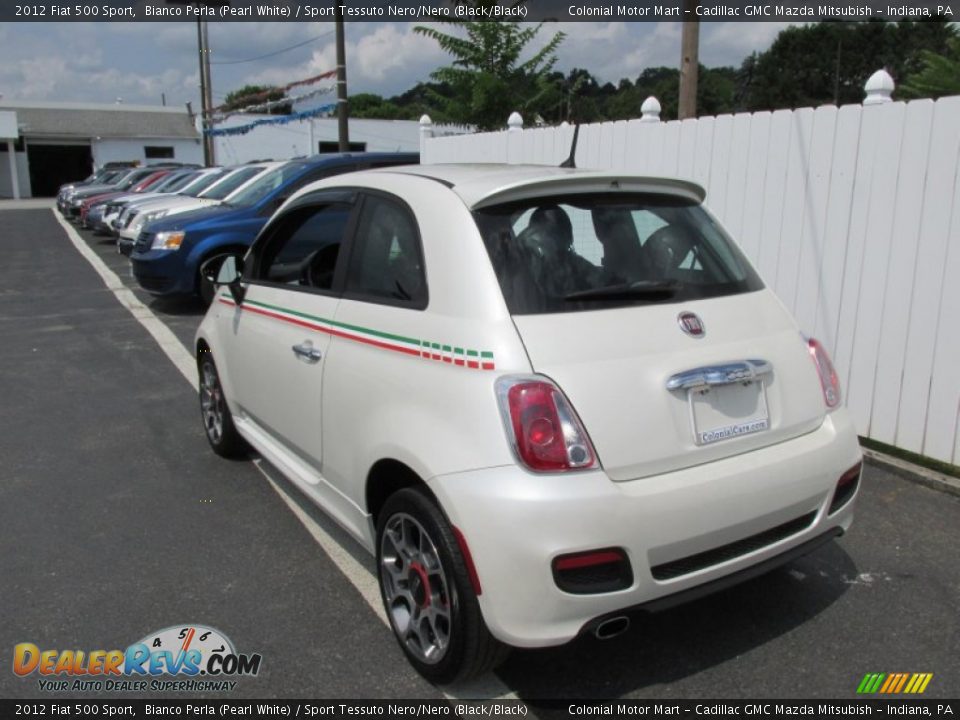 2012 Fiat 500 Sport Bianco Perla (Pearl White) / Sport Tessuto Nero/Nero (Black/Black) Photo #4