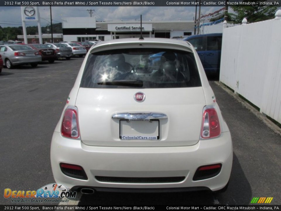 2012 Fiat 500 Sport Bianco Perla (Pearl White) / Sport Tessuto Nero/Nero (Black/Black) Photo #5