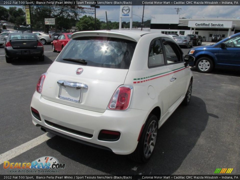 2012 Fiat 500 Sport Bianco Perla (Pearl White) / Sport Tessuto Nero/Nero (Black/Black) Photo #6