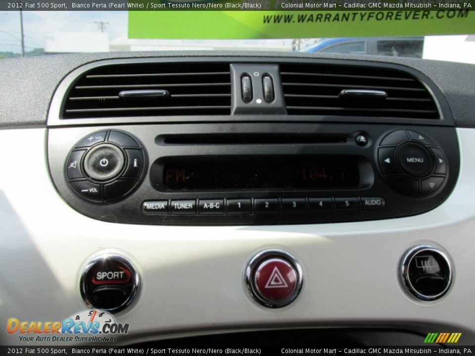 2012 Fiat 500 Sport Bianco Perla (Pearl White) / Sport Tessuto Nero/Nero (Black/Black) Photo #16