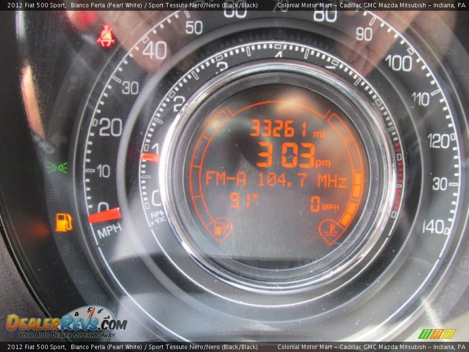 2012 Fiat 500 Sport Bianco Perla (Pearl White) / Sport Tessuto Nero/Nero (Black/Black) Photo #20