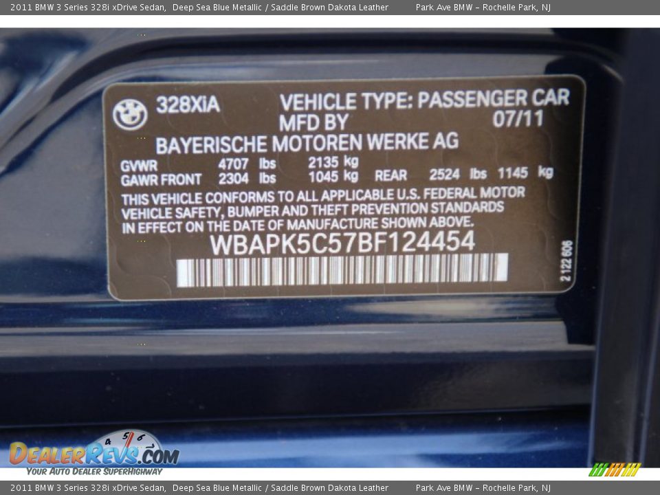 2011 BMW 3 Series 328i xDrive Sedan Deep Sea Blue Metallic / Saddle Brown Dakota Leather Photo #33