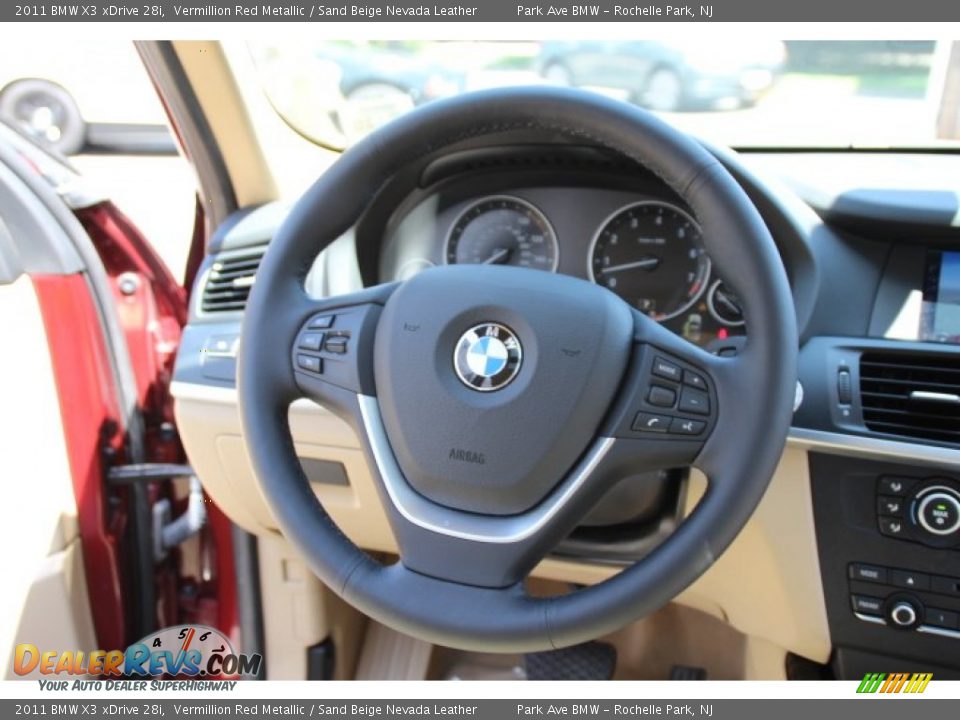 2011 BMW X3 xDrive 28i Vermillion Red Metallic / Sand Beige Nevada Leather Photo #17