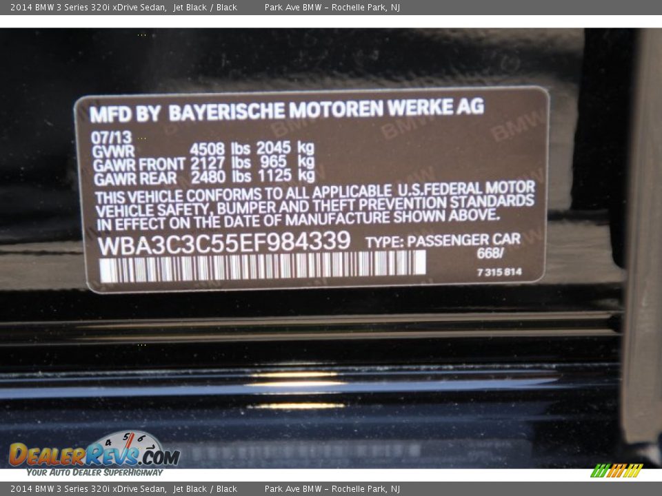 2014 BMW 3 Series 320i xDrive Sedan Jet Black / Black Photo #33