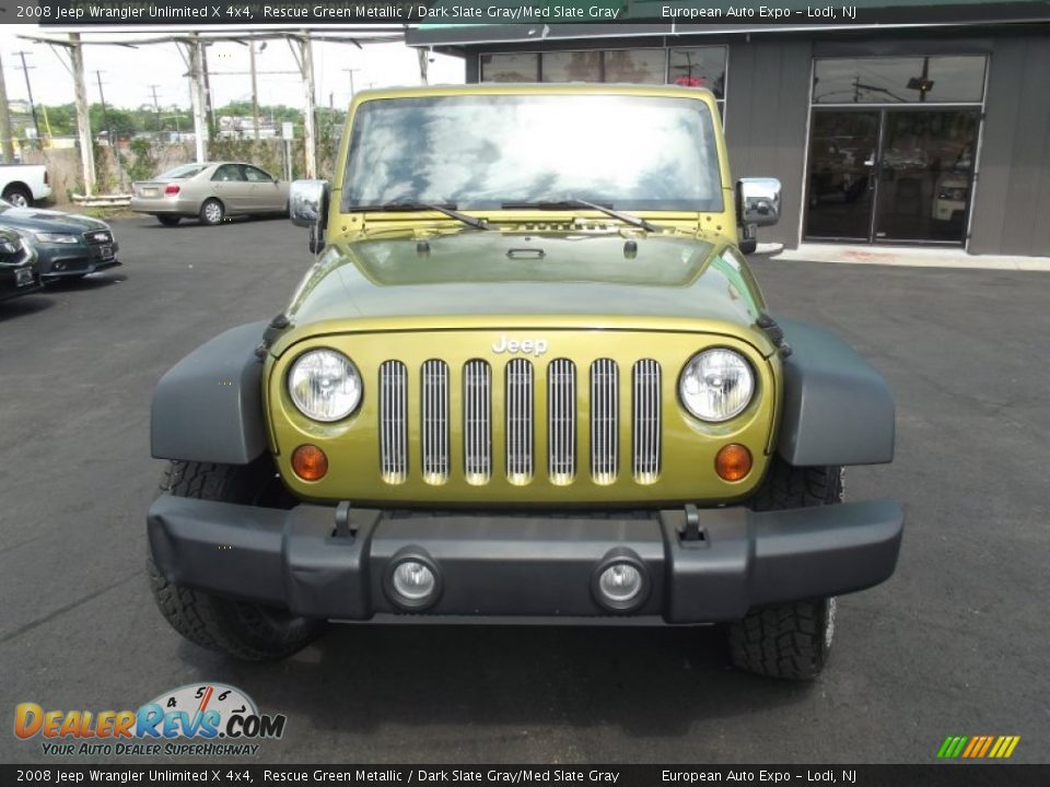 2008 Jeep Wrangler Unlimited X 4x4 Rescue Green Metallic / Dark Slate Gray/Med Slate Gray Photo #7