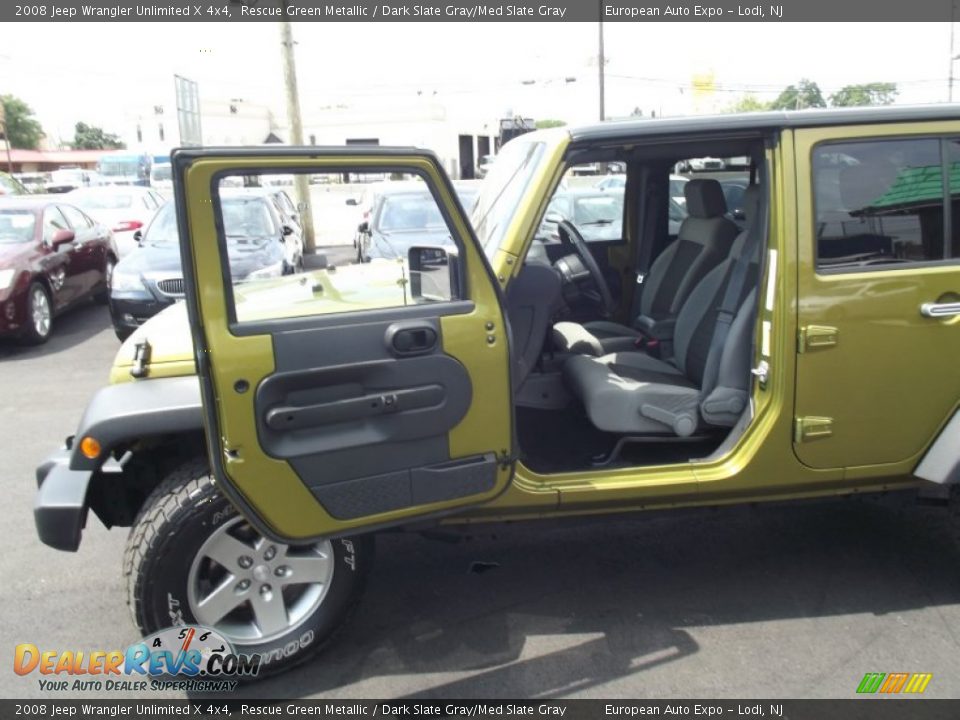 2008 Jeep Wrangler Unlimited X 4x4 Rescue Green Metallic / Dark Slate Gray/Med Slate Gray Photo #35