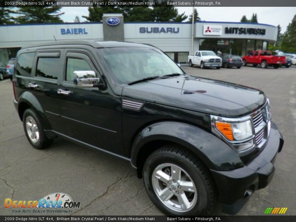 2009 Dodge Nitro SLT 4x4 Brilliant Black Crystal Pearl / Dark Khaki/Medium Khaki Photo #1