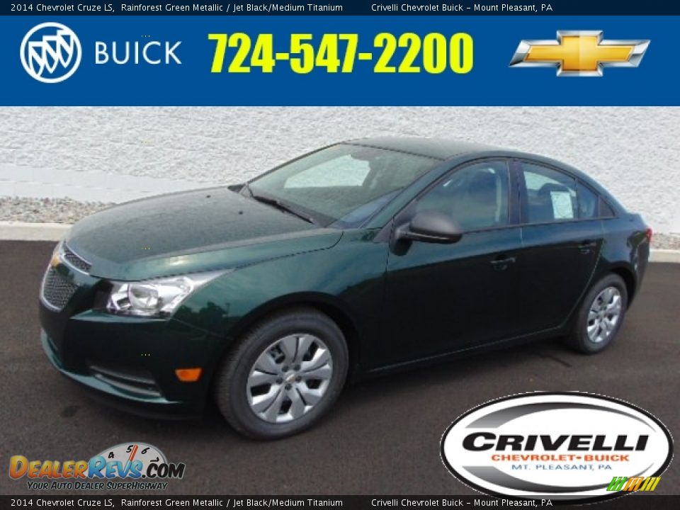 2014 Chevrolet Cruze LS Rainforest Green Metallic / Jet Black/Medium Titanium Photo #1