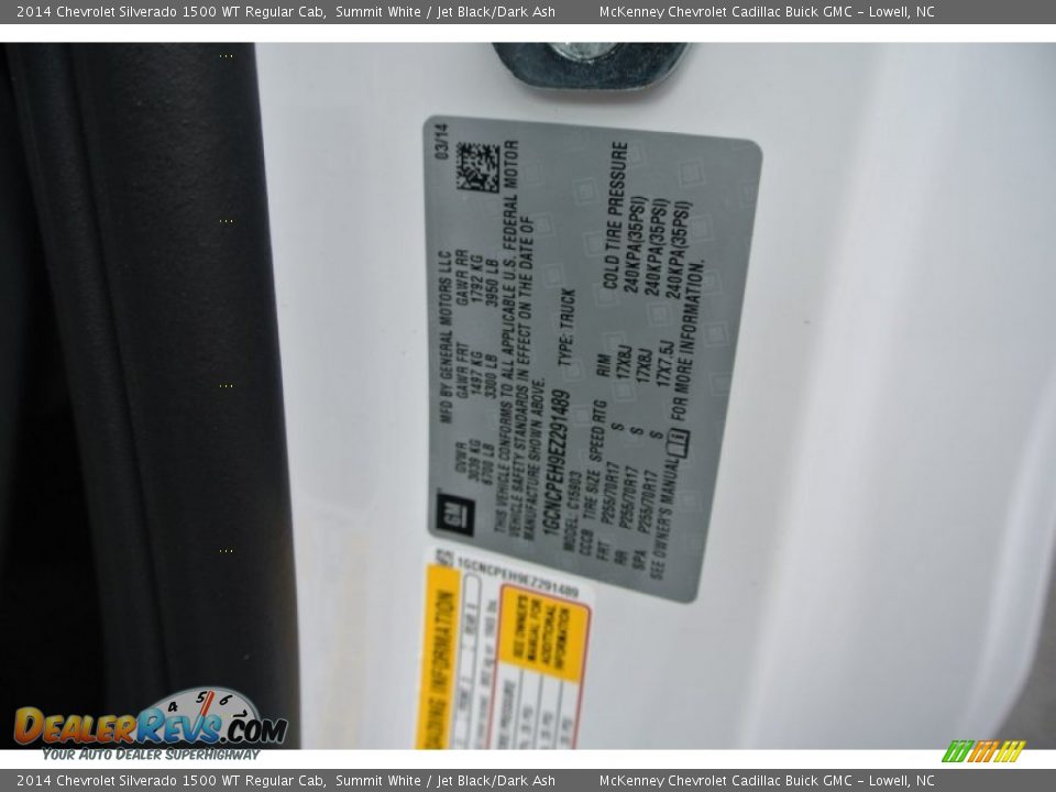 2014 Chevrolet Silverado 1500 WT Regular Cab Summit White / Jet Black/Dark Ash Photo #7
