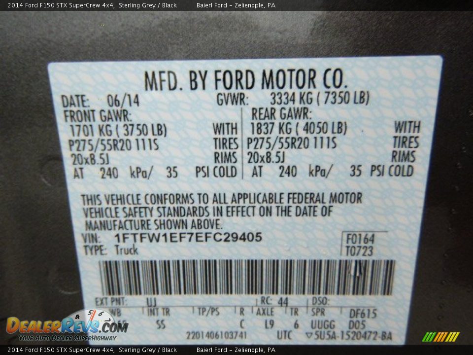 2014 Ford F150 STX SuperCrew 4x4 Sterling Grey / Black Photo #20