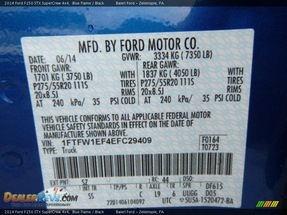 2014 Ford F150 STX SuperCrew 4x4 Blue Flame / Black Photo #20