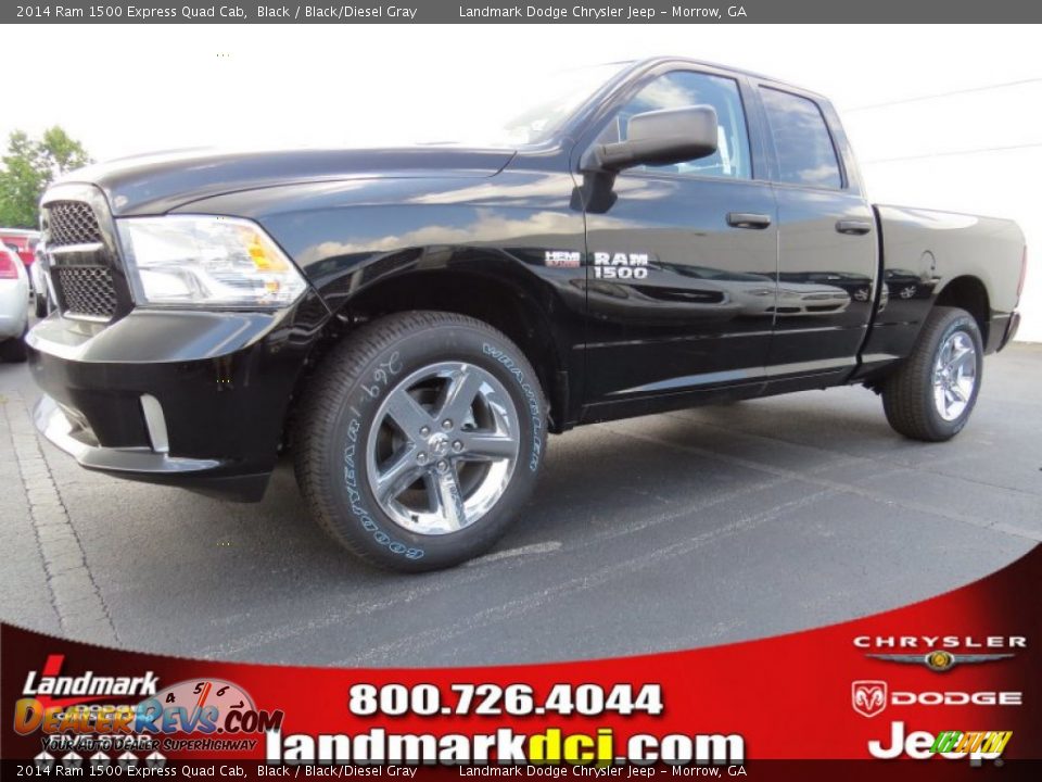 2014 Ram 1500 Express Quad Cab Black / Black/Diesel Gray Photo #1