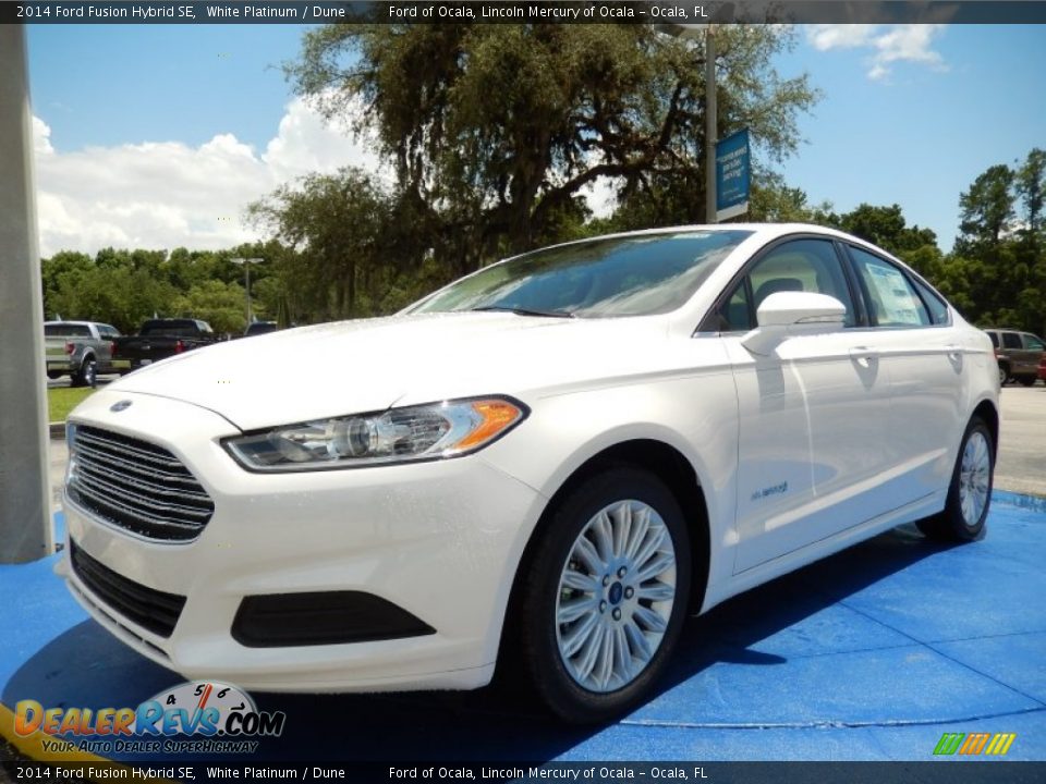 2014 Ford Fusion Hybrid SE White Platinum / Dune Photo #1