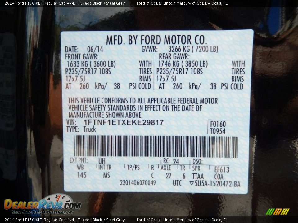 2014 Ford F150 XLT Regular Cab 4x4 Tuxedo Black / Steel Grey Photo #11