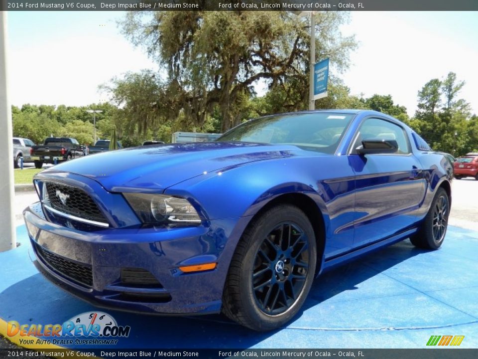 2014 Ford Mustang V6 Coupe Deep Impact Blue / Medium Stone Photo #1